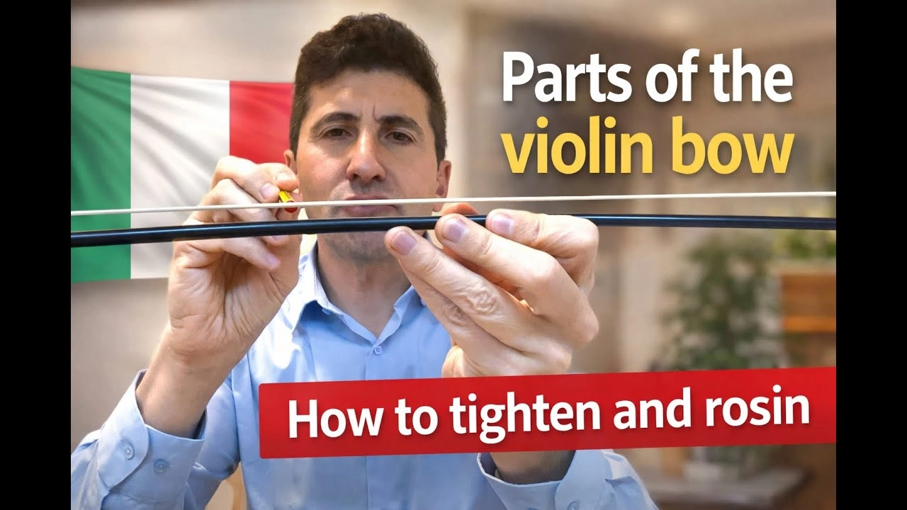 Parts of the Violin Bow and How to Tighten & Rosin it Professionally